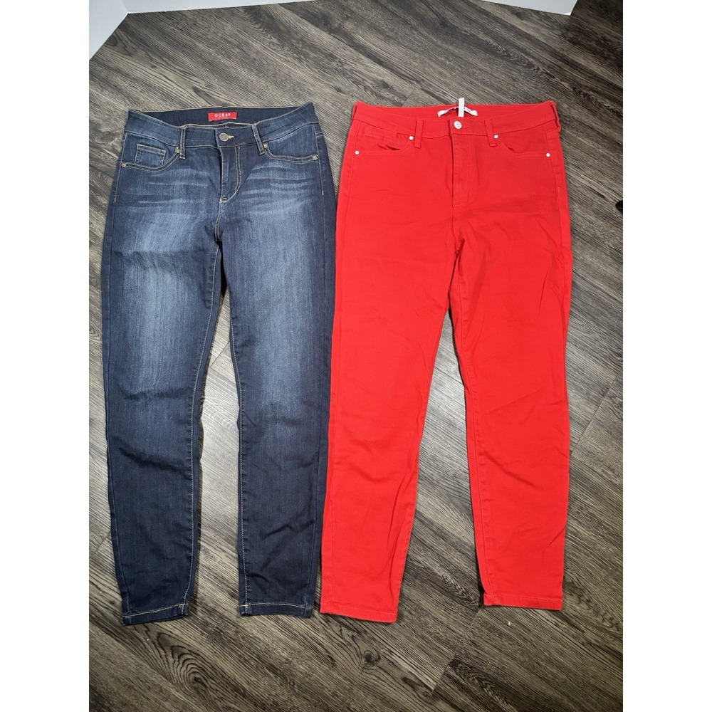 Womens Skinny Jeans Guess Los Angeles Dark Wash & Celebrity Pink Red Size 11⁠